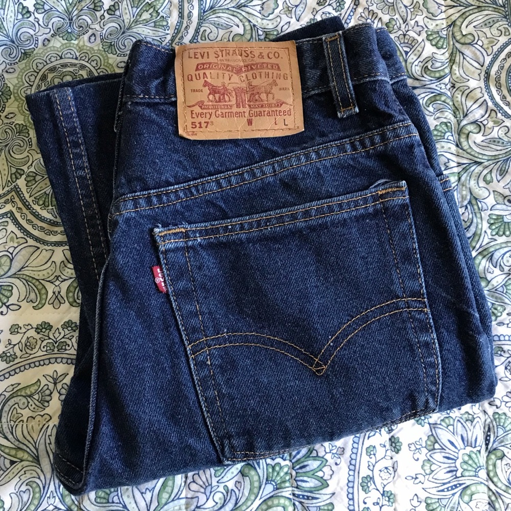 vintage 1970s LEVIS boot cut jeans 517 29 x 33 XS Great fade